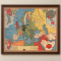 Old World War 2 Map, 1942 by Stanley Turner - "Dated Events" WW2 History Chart - Europe, Nazis, Allies, Germany