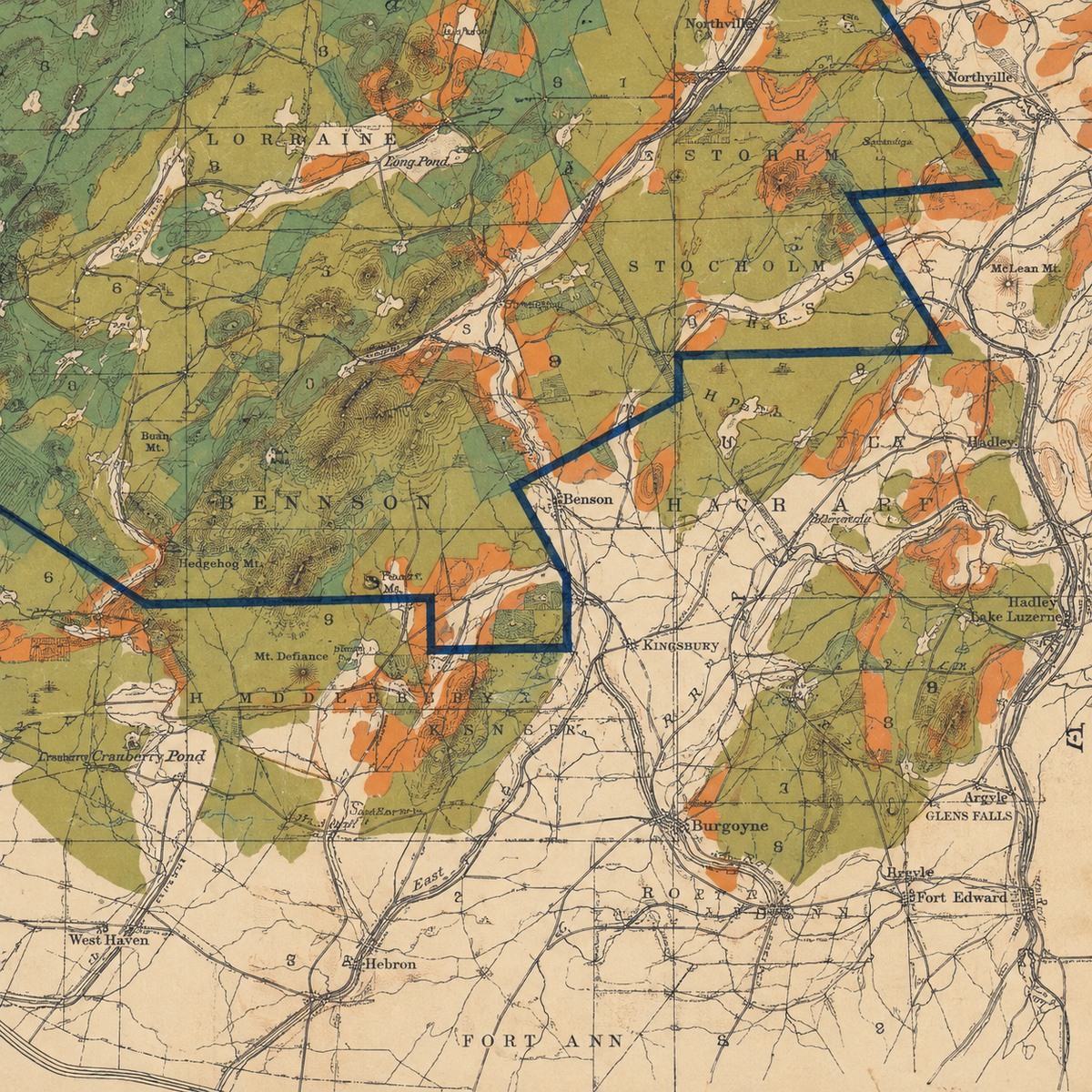 Map Adirondacks Historic Map, The Proposed Adirondack Park, c1890
