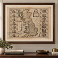 Seltene alte Wikingerkarte von England, Wales & Schottland aus dem Jahr 1611 – Karte der angelsächsischen Heptarchie von Großbritannien von John Speed