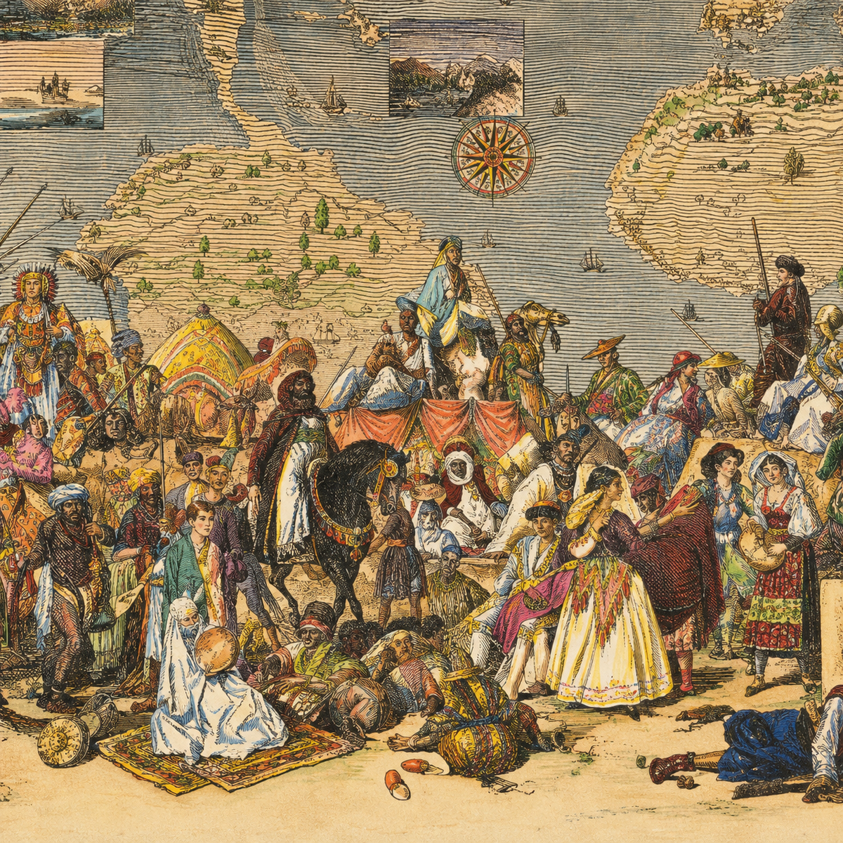 Old World Map, 1876 - "A Tour of the World" from Le Monde - 19th Century Exploration, History, Colonialism