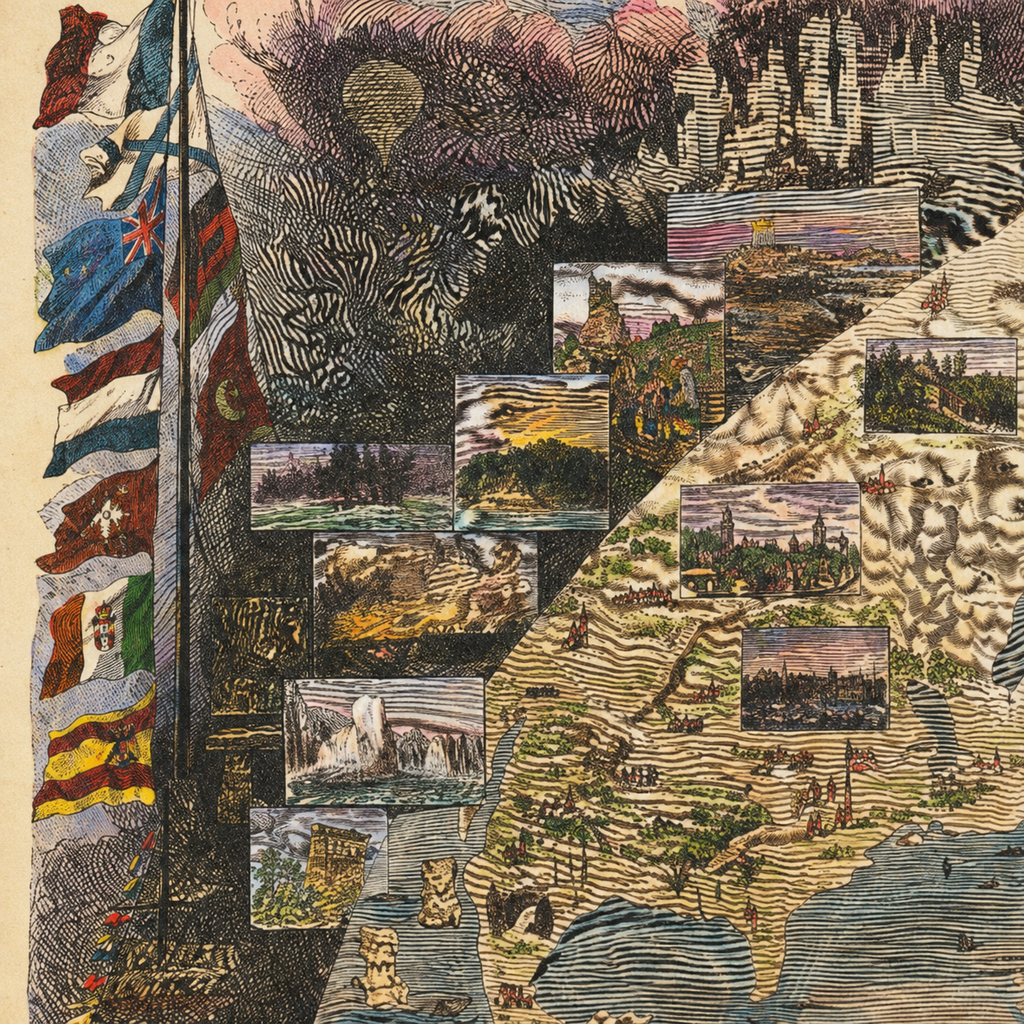 Old World Map, 1876 - "A Tour of the World" from Le Monde - 19th Century Exploration, History, Colonialism